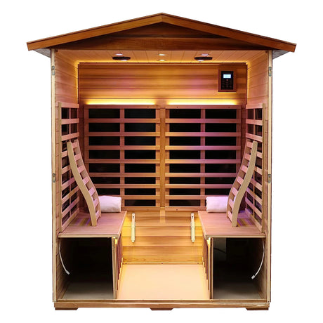 Four-Person Far-Infrared Outdoor Sauna with Low-EMF Heating, Bluetooth & LED Lighting - sold by Home Elegance USA