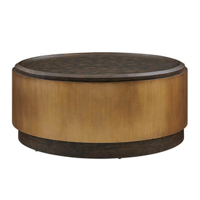Parrish Round Coffee Table Brass / Woodtone - Gold / Dark Brown by Uttermost - View 1