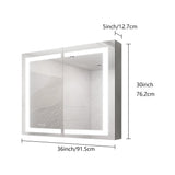 36 x 30 inch Medicine Cabinet with LED Vanity Mirror, Anti - Fog, Recessed or Surface Mount, Waterproof, Dimmable, Aluminum 3000K~6000K Lighted Double Door Bathroom Cabinet with Touch Switch - W1738100837 - image - 6