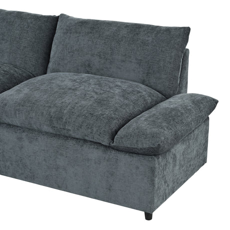 115.5' Modular Deep Gray Sectional Sofa with Durable Polyester Upholstery, Plush Cushions, Hidden Storage Compartments, and Versatile Design for Living Room, Lounge, or Office' - sold by Home Elegance USA