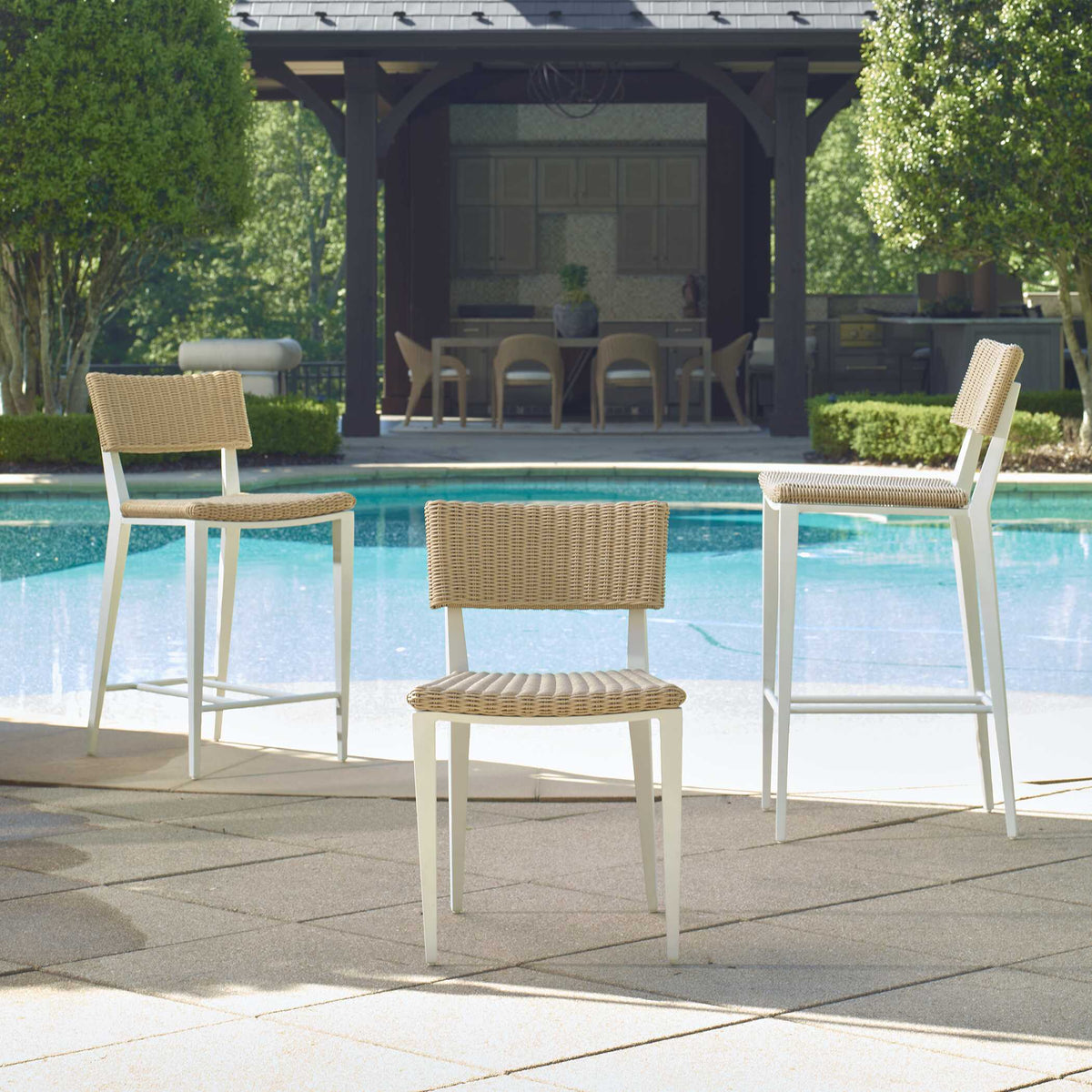 Calbas Outdoor Dining Chair White / Woodtone - White / Light Brown by Uttermost - View 3