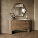 Eastern King Hortman + Chelton - Modern Beige Velvet + Walnut 4-Piece Bedroom Set