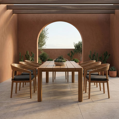 Evora + Sintra - Outdoor Eucalyptus + Grey Olefin 9-Piece Dining Set - View Image 1