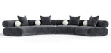 Simpson - Contemporary Dark Grey Fabric Curved Modular Sectional Sofa with Throw Pillows-4-Piece Sectional - View Image 1