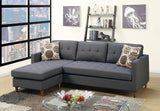 Blue Grey Polyfiber Sectional Sofa Living Room Furniture Reversible Chaise Couch Pillows Tufted Back Modular Sectionals | Home Elegance USA