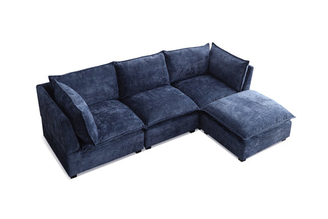 Modern Sectional Sofa,L-Shape Linen Fabric Corner Couch Set with Convertible Ottoman for Living Room, Apartment, Office,Blue,3 Colors - sold by Home Elegance USA
