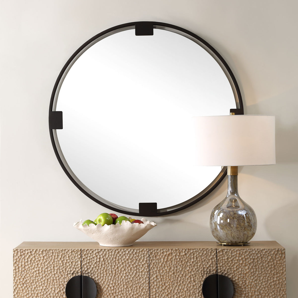 Cornelia Black Round Mirror by Uttermost - View 2
