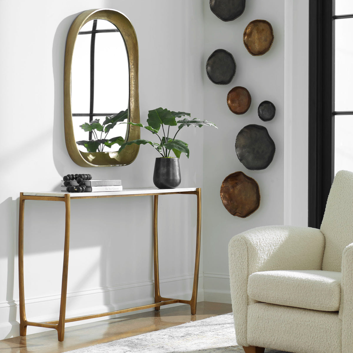 Affinity Marble Console Table - White / Gold by Uttermost - View 2