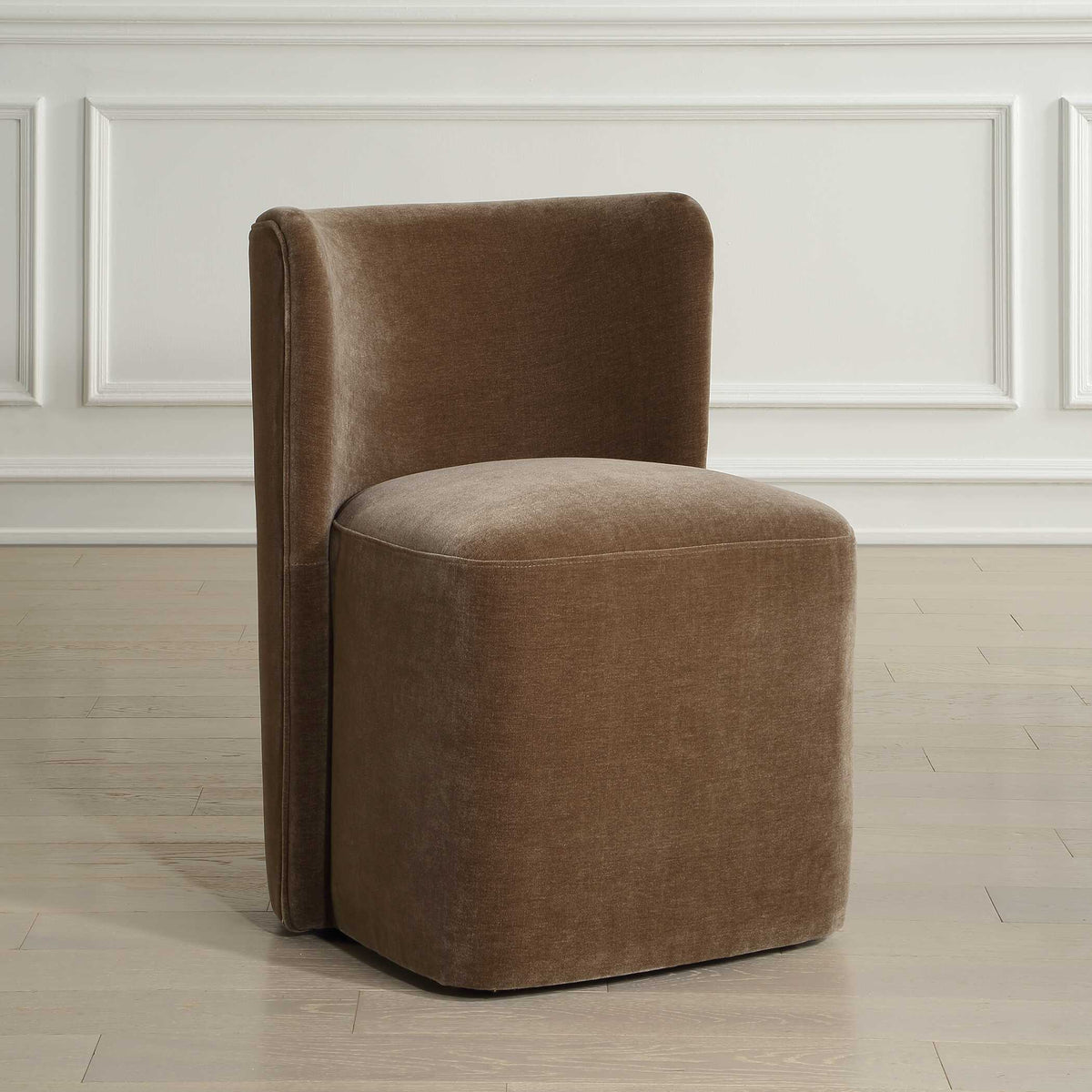 Outlook Modern Velvet Dining Chair - Dark Brown by Uttermost - View 3