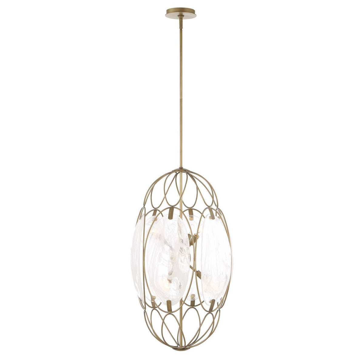 Valencia 6 Light Glass Panel Pendant - Gold / White by Uttermost - View 7