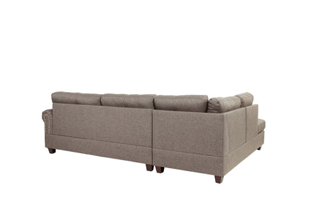 Contemporary 3-pcs Sectional Sofa Mocha Dorris Fabric Cushion Sofa Chaise Ottoman Reversible Couch Pillows - sold by Home Elegance USA