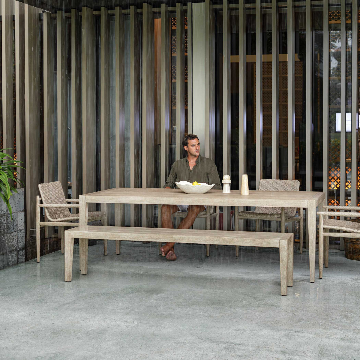 Sumba Wicker Outdoor Dining Chair - Gray by Uttermost - View 5