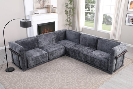 120' length , Fashionable modular sofa with iron and wood frame chenille sofa, Dark Gray ,uitable for living room - sold by Home Elegance USA