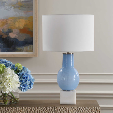 Clear Sky Blue Glass Table Lamp by Uttermost - View 3