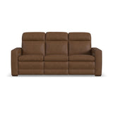 Dutch Power Reclining Sofa With Console, Power Headrest, & Lumbar - Dark Brown | Flexsteel
