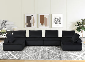 Anna 160' Black Velvet 6-Seater U-Shape Modular Sectional Sofa - sold by Home Elegance USA