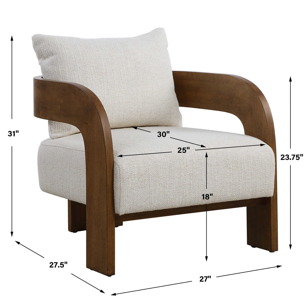Rowan Accent Chair Ivory - Beige by Uttermost - View 9