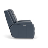 Arlo Transitional Leather Power Rocking Recliner, Power Headrest & Lumbar | Flexsteel