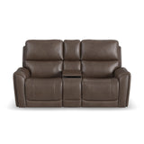 Carter Power Reclining Loveseat With Console & Power Headrests & Lumbar - Cappuccino | Flexsteel