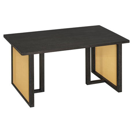 TREXM 7-Piece Farmhouse Dining Table Set for 6 - 59.8' Rectangular Dining Table with Distressed Oak Veneer and 6 Rattan Chairs, Rustic Kitchen Furniture for Dining Room(Espresso) - sold by Home Elegance USA