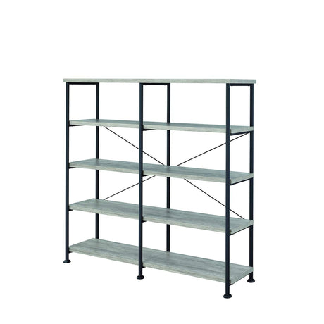 63 Inch Industrial 4 Tier Bookshelf, Particleboard, Metal Frame, Gray, Black - B05691148 - image - 2