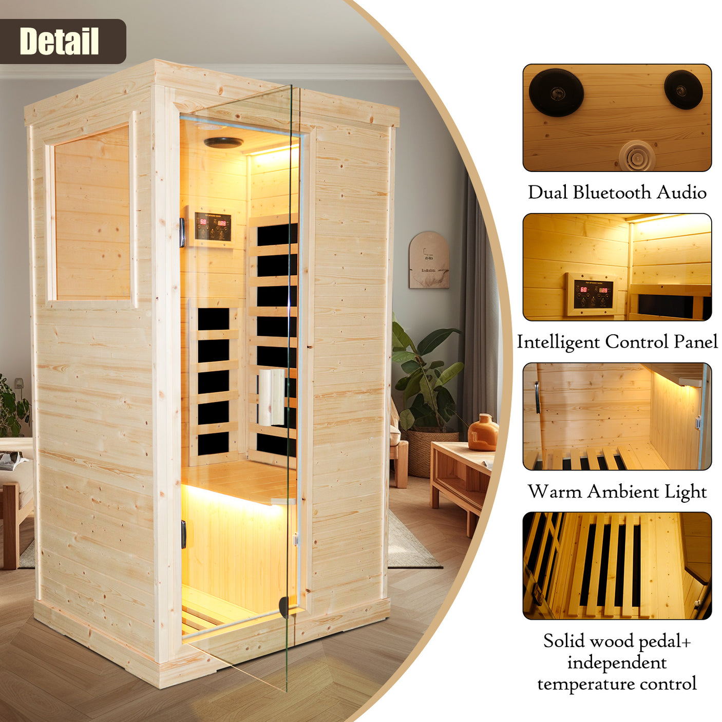 Single person spruce far infrared sauna hair - Home Elegance USA