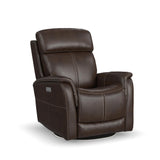 View Power Swivel Recliner With Power Headrest - Dark Brown | Flexsteel