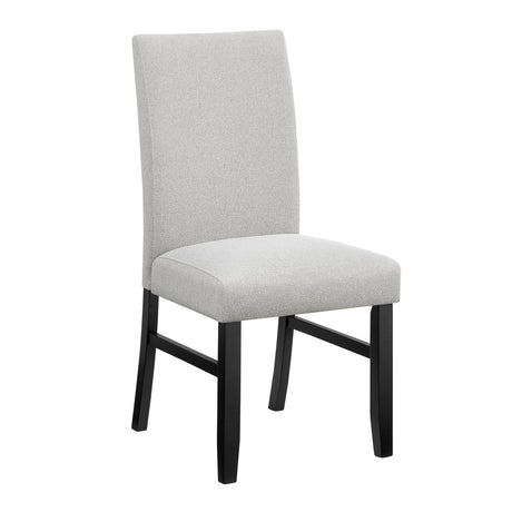 7pc Dining Set White Rectangular Marble-like Tabletop Dark-finished Base Upholstered Chairs Soft Wooden Dining Room Furniture - sold by Home Elegance USA