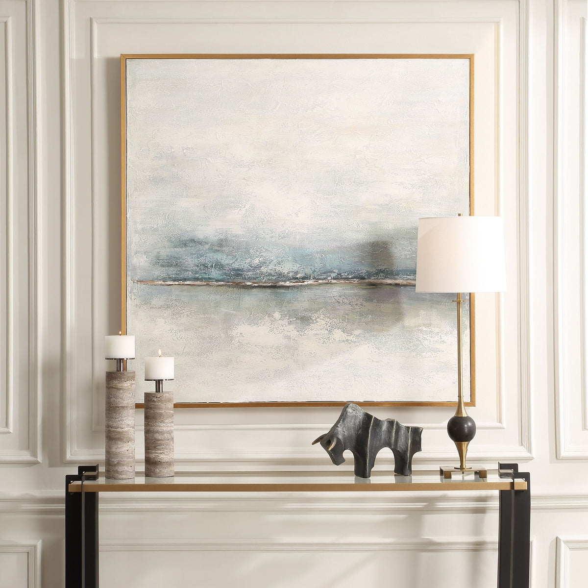 Foggy Morning Abstract Art - Light Brown by Uttermost - View 2