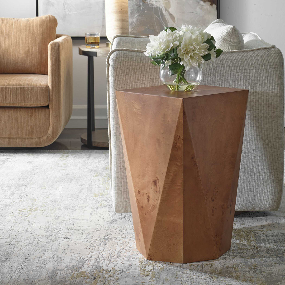Hughes Geometric Accent Table - Dark Brown by Uttermost - View 3