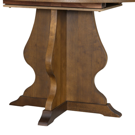 TREXM Farmhouse 5-Piece Dining Table Set with 4 Upholstered Chairs, Wood Extendable Dining Table with 15.7' Leaf for Extra Seating for Dining Room, Kitchen and Living Room (Brown) - sold by Home Elegance USA