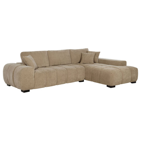 Plather Camel Upholstered Sectional Chaise Sofa - sold by Home Elegance USA