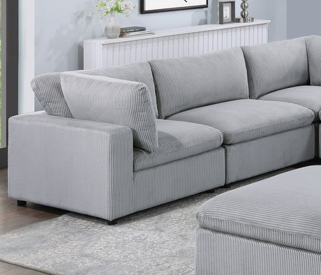 Dark Gray Color 8pc Modular Sectional Set Corduroy Upholstery Couch 3x Corner wedge 3x Armless Chairs 2x Ottomans Living Room Furniture - sold by Home Elegance USA