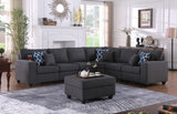 Cooper 125' Dark Gray Linen 7Pc Reversible L-Shape Sectional Sofa with Ottoman and Cupholder