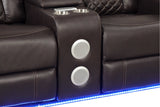 Benz LED & Power Reclining 2 Pc Set Made With Faux Leather in Brown | Home Elegance USA