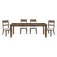 Contemporary 5pc Dining Set Extendable Table Chairs Set Light Brown Finish Durable Classic Dining Furniture