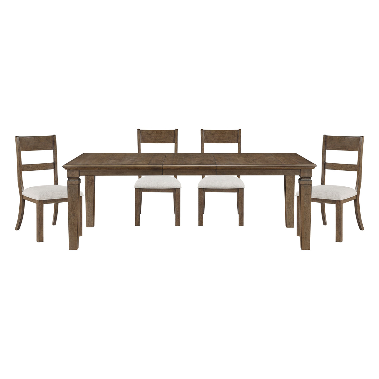 Contemporary 5pc Dining Set Extendable Table Chairs Set Light Brown Finish Durable Classic Dining Furniture