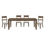 Contemporary 5pc Dining Set Extendable Table Chairs Set Light Brown Finish Durable Classic Dining Furniture