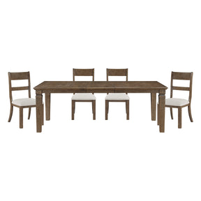 Contemporary 5pc Dining Set Extendable Table Chairs Set Light Brown Finish Durable Classic Dining Furniture