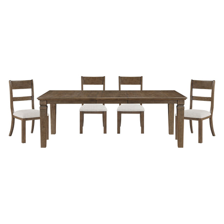 Contemporary 5pc Dining Set Extendable Table Chairs Set Light Brown Finish Durable Classic Dining Furniture