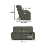 Porter Transitional Power Reclining Loveseat With Console & Power Headrests & Lumbar | Flexsteel