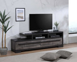 1pc Entertainment Console Modern Design Black Grey Wood Finish Open Shelf Two Spacious Drawers TV Stand