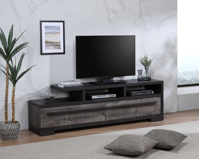 1pc Entertainment Console Modern Design Black Grey Wood Finish Open Shelf Two Spacious Drawers TV Stand - sold by Home Elegance USA