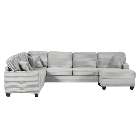 Modern U-shaped Sectional Sofa with Movable Ottoman and Side Storage Pockets, Grey Corduroy, 125.2' - sold by Home Elegance USA