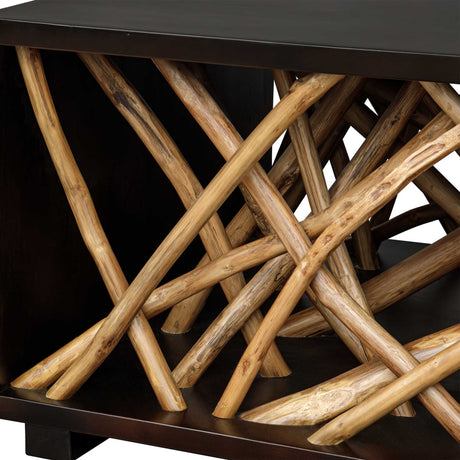 Teak Maze Coffee Table Woodtone - Light Brown / Dark Brown by Uttermost - View 6