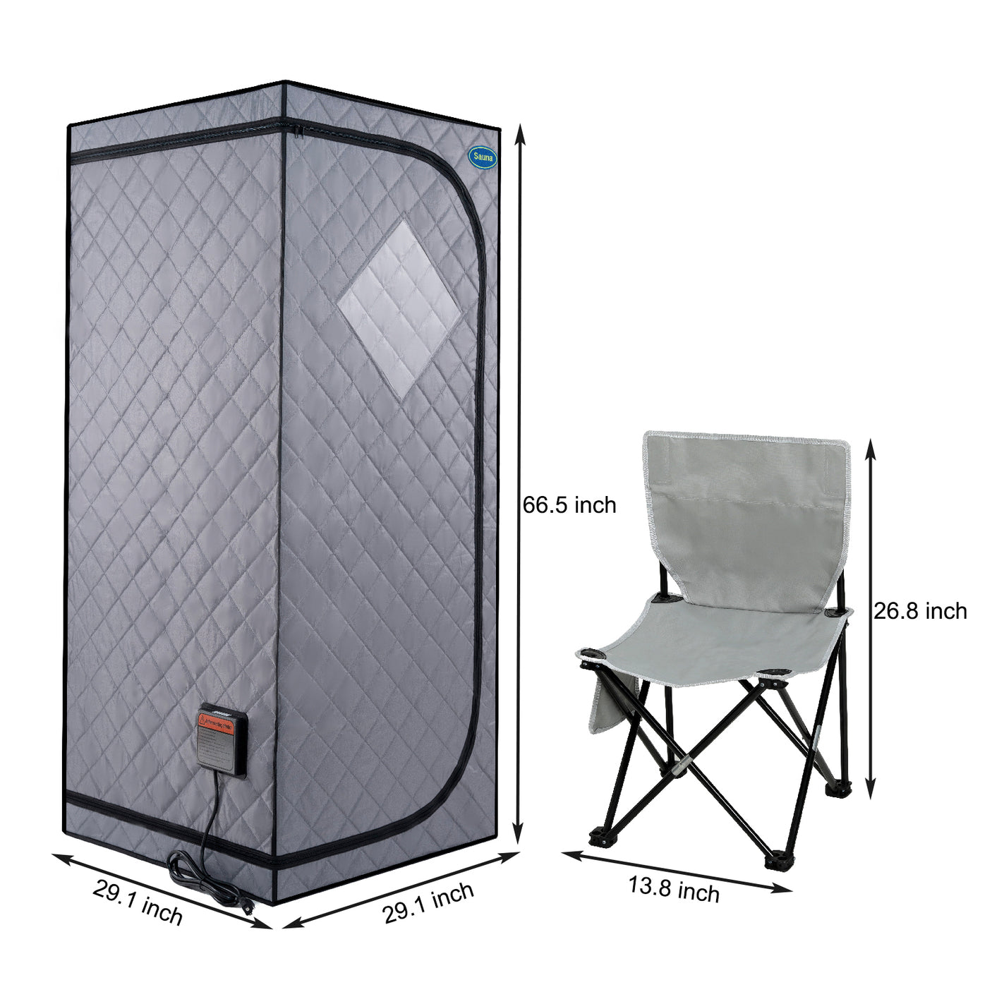 Portable Full Size Grey Infrared Sauna tent–Personal Home Spa, with Infrared Panels, Heating Foot Pad, Controller, Foldable Chair ,Reading light. Easy to Install. Fast heating, with FCC Certification - Home Elegance USA