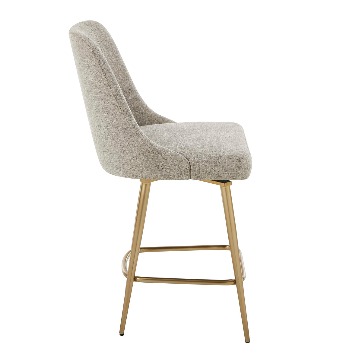 Bramwell Upholstered Counter Stool - Gray / Gold by Uttermost - View 4