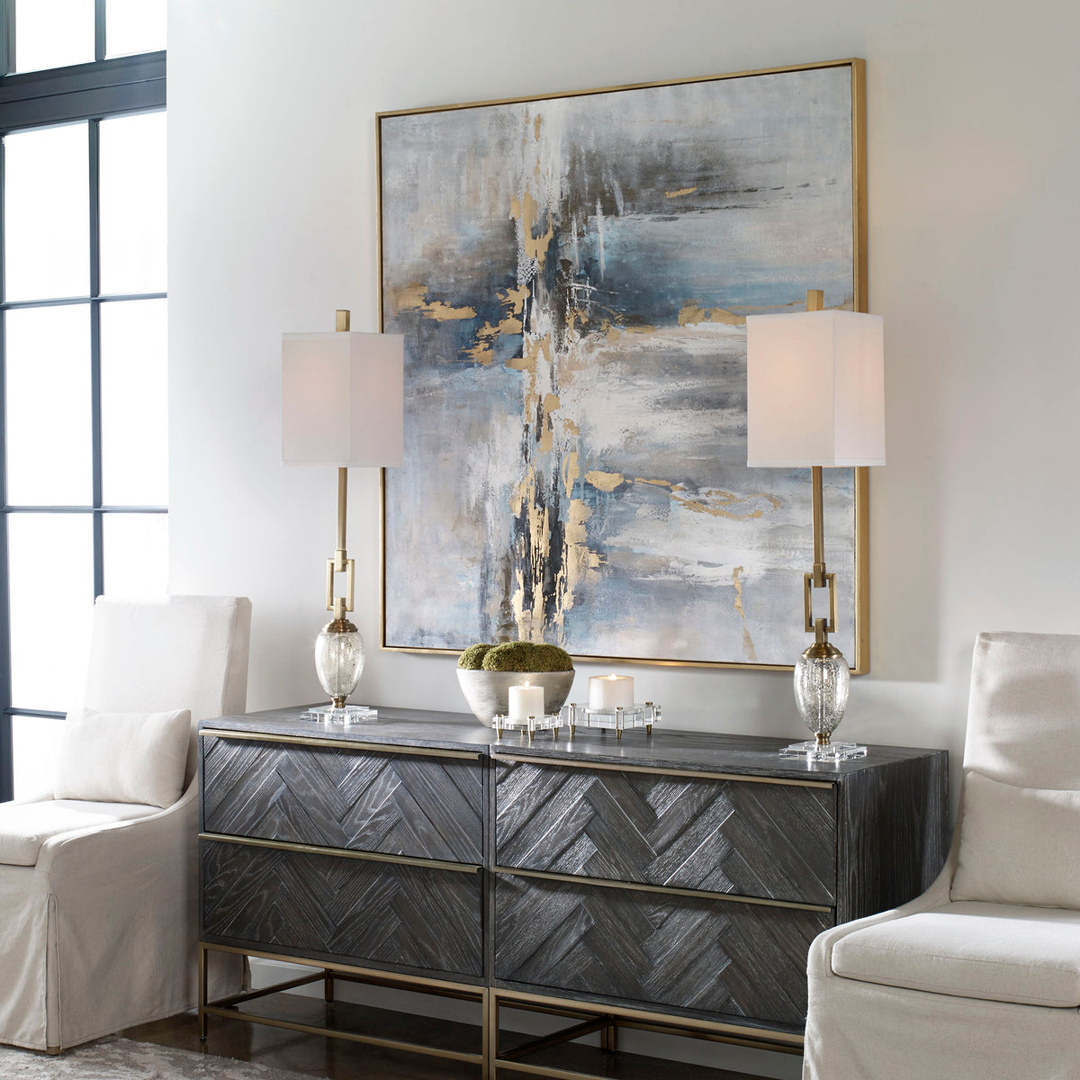 Road Less Traveled Abstract Art - Blue / Yellow by Uttermost - View 2