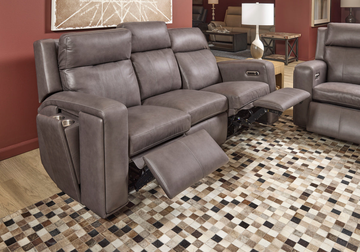Wyatt Power Reclining Sofa With Power Headrests & Lumbar - Gunmetal | Flexsteel
