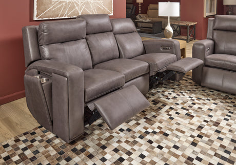 Wyatt Power Reclining Sofa With Power Headrests & Lumbar - Gunmetal | Flexsteel